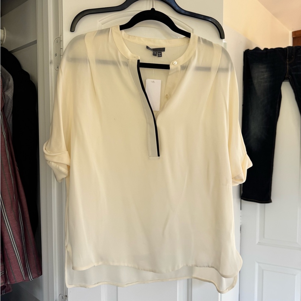 Vince Silk Cream Sheer Blouse